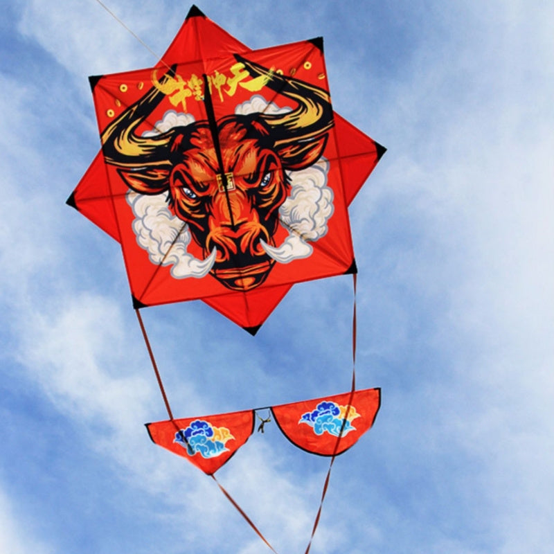 Free shipping 2023 new bull air rushing sky bull head tiger head gossip large adult long tail kite line wheel anti-gale good flying