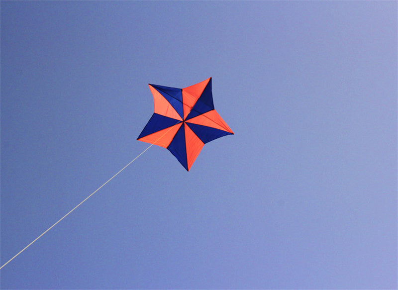 Free shipping Weifang kite new pentagram umbrella cloth carbon bar easy to fly large adult long tail anti-gale line wheel package delivery
