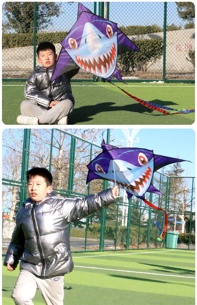 Free shipping Weifang shark kite children cartoon small long tail adult easy to fly beginner breeze net red kids