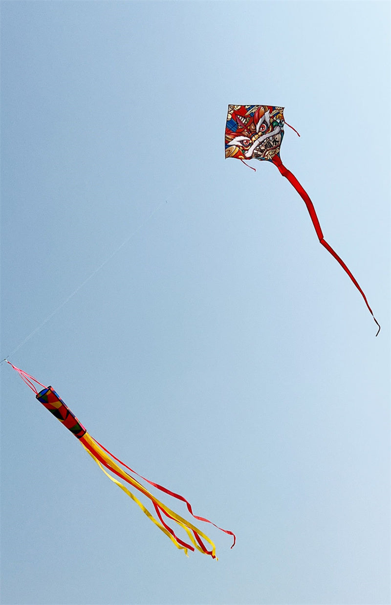 Free shipping Tassel wind tube hot cut process does not fly edge kaleidoscope colorful kite tail long tail 2023 new accessories