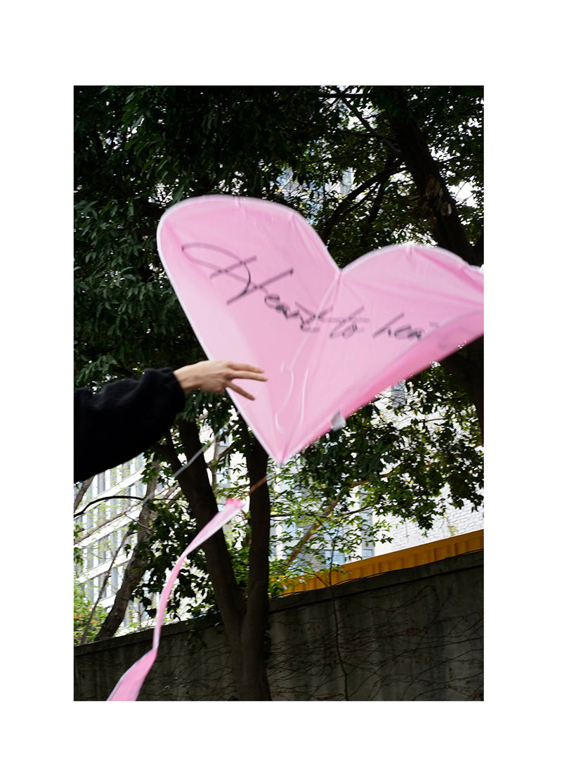 Free shipping URFF DECO pink heart kite love beginner easy to fly high color long tail outdoor couple children camping