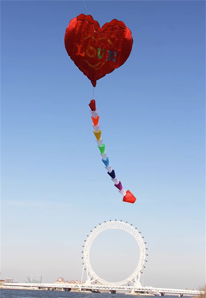 Free shipping 2023New Weifang I Heart Fly Love Heart-shaped proposal confession red heart soft large adult long-tailed kite