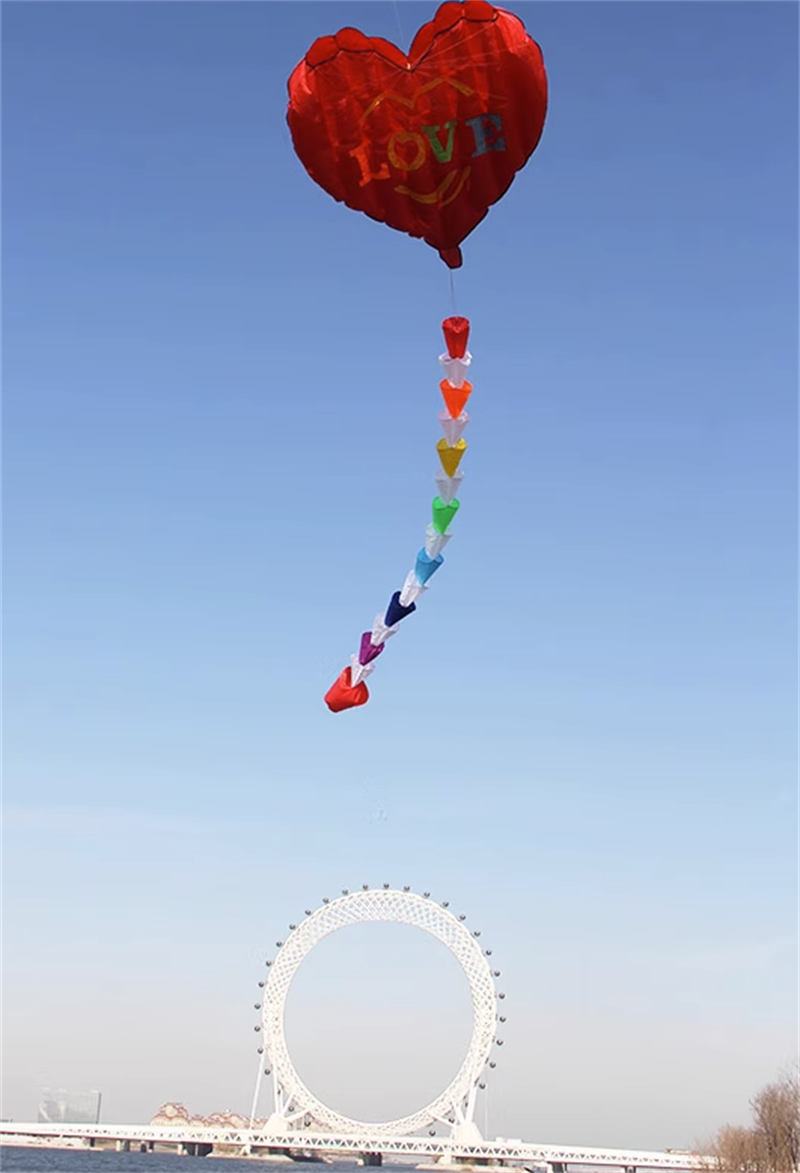 Free shipping 2023New Weifang I Heart Fly Love Heart-shaped proposal confession red heart soft large adult long-tailed kite