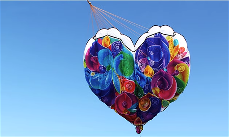 Free shipping 2023New Weifang I Heart Fly Love Heart-shaped proposal confession red heart soft large adult long-tailed kite