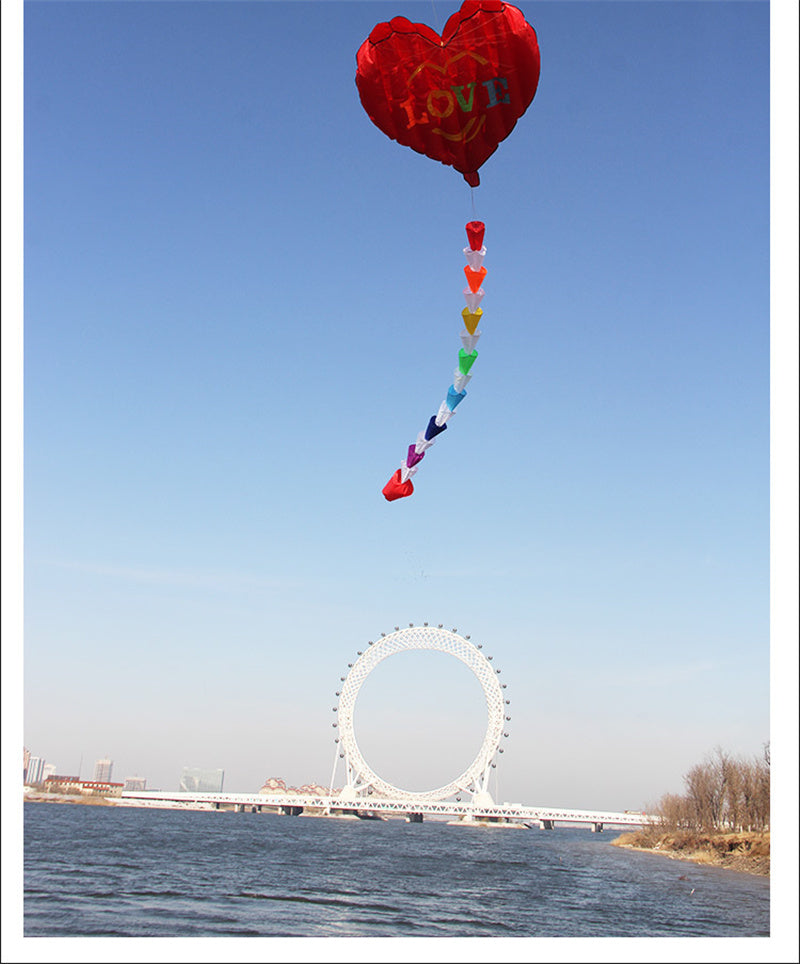 Free shipping 2023New Weifang I Heart Fly Love Heart-shaped proposal confession red heart soft large adult long-tailed kite