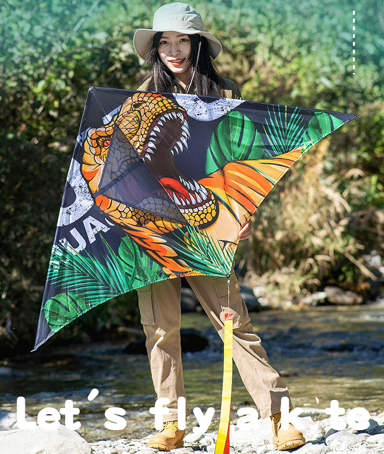 Free shipping 2023 new Weifang net red Tyrannosaurus Rex velociraptor size kite children breeze easy to fly handheld roulette adult special