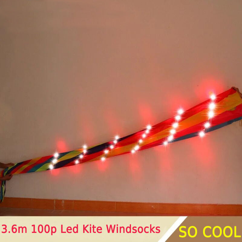 free shipping 360cm 100p lamp led windsocks flying kite string line windsurfing papalote outdoor toys sport snow tranish windzak
