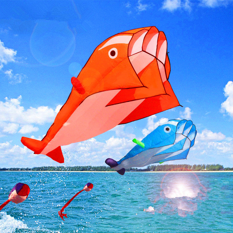 free shipping large soft kite dolphin kite nylon kite line animated kites flying inflatable kite reel outdoor fun toys Parafoil