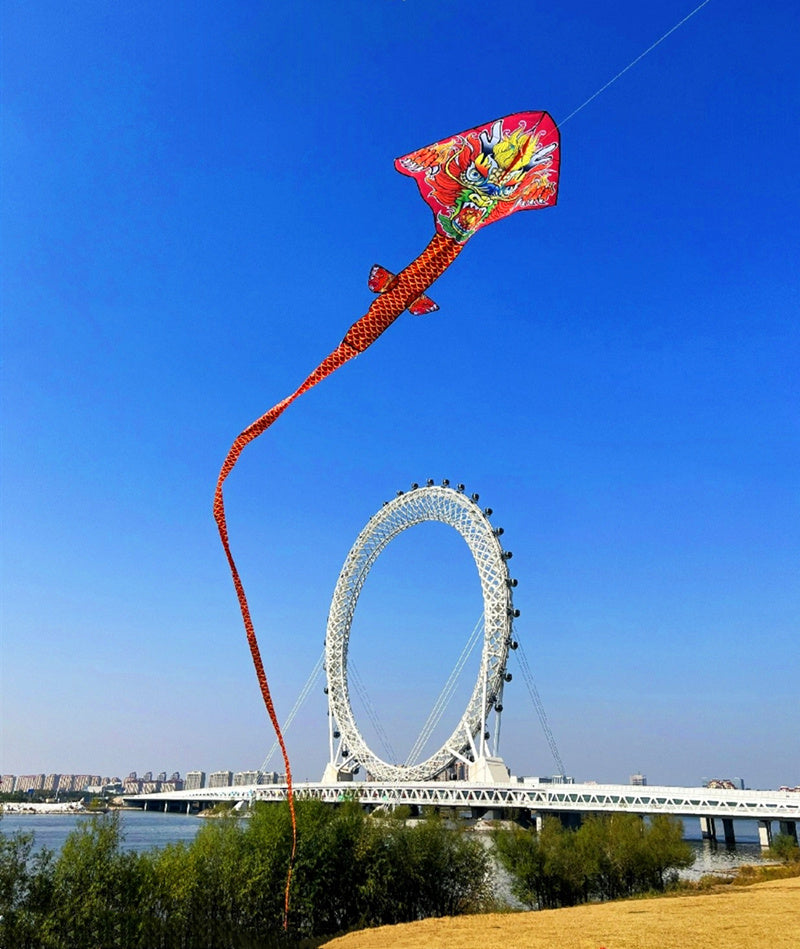 free shipping 100m chinese dragon kite flying handle line large kite snake kites for kids cometas paragliding windsurf
