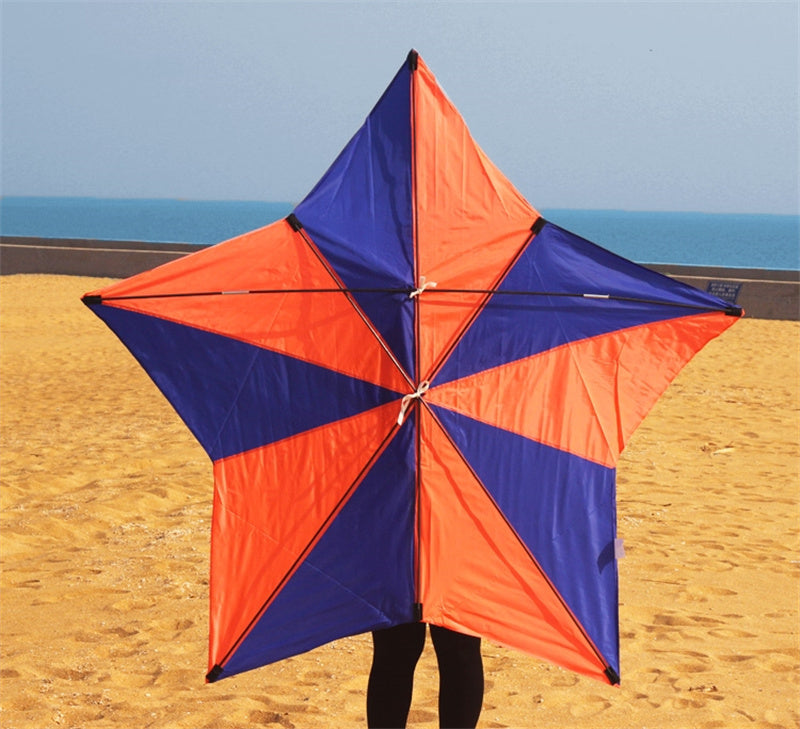 Free shipping Weifang kite new pentagram umbrella cloth carbon bar easy to fly large adult long tail anti-gale line wheel package delivery