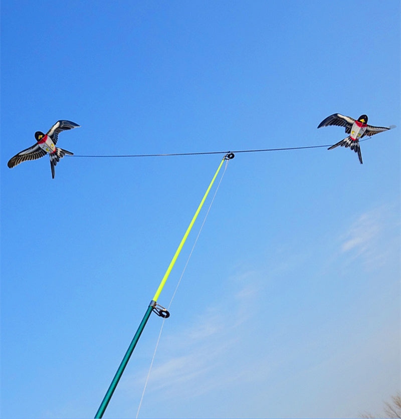 free shipping Pole Swallow kite flying toys for children handle line winder sports outdoors fun hand game mini kite rods fishing