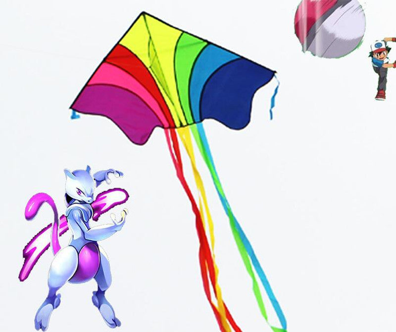 free shipping rainbow high kites flying for children kites string line outdoor fun toys factory ikite kids kites grey reel squid