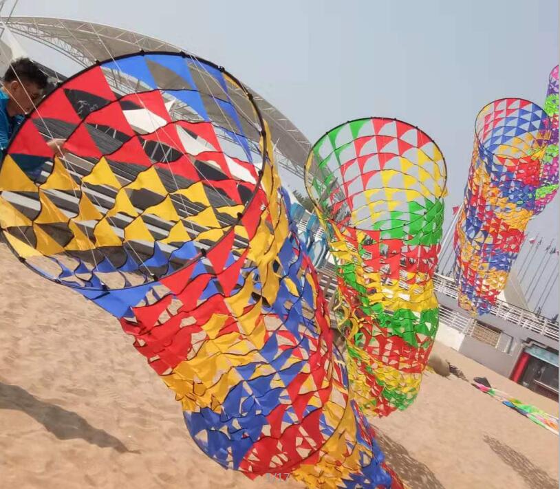 free shipping large windsocks kite flying outdoor sport beach kite for adults walk in sky kite reel factory ripstop nylon fabric