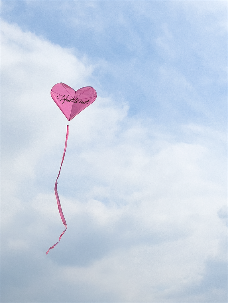 Free shipping URFF DECO pink heart kite love beginner easy to fly high color long tail outdoor couple children camping