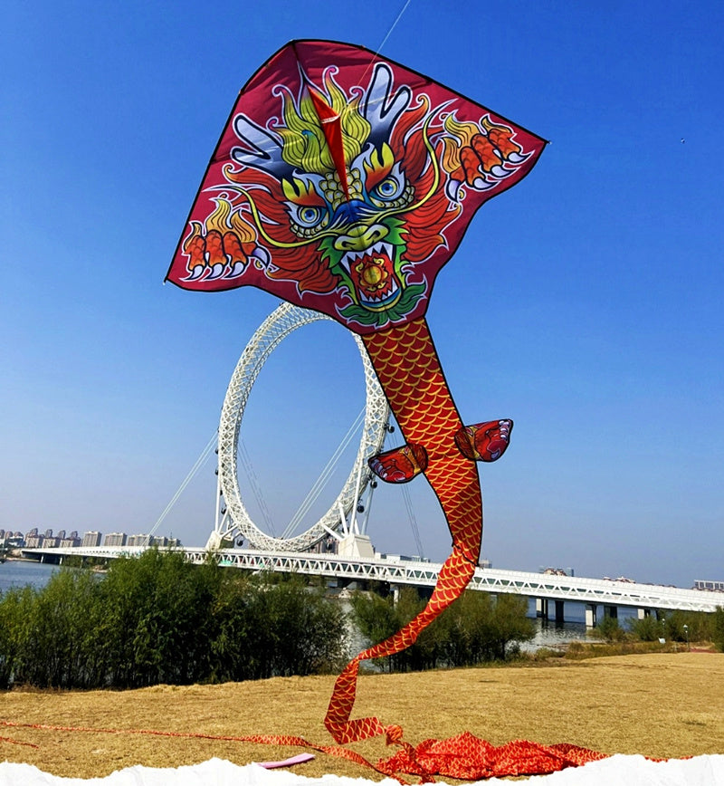 free shipping 100m chinese dragon kite flying handle line large kite snake kites for kids cometas paragliding windsurf
