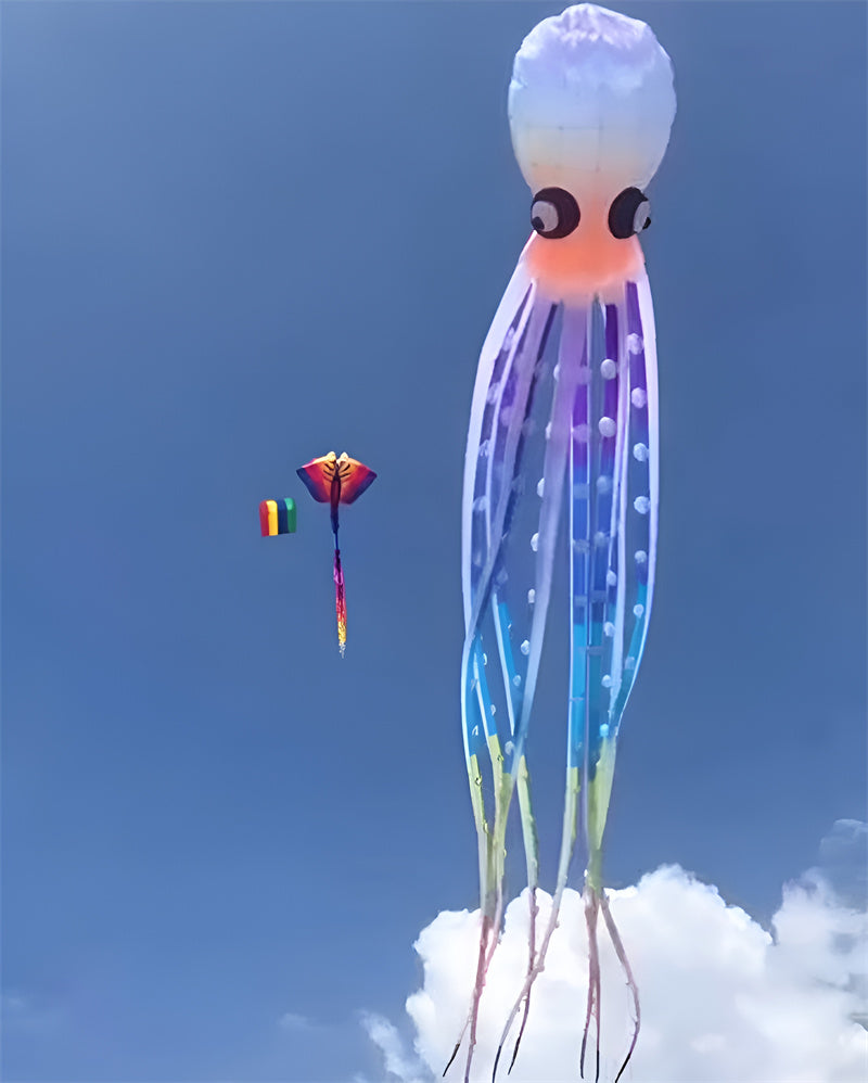 Free Shipping 12m Rainbow Octopus kites inflatable toys parachute windsurf colorful flying kites large outdoor games Kite string