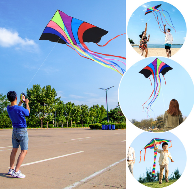 free shipping large rainbow flying kite breeze easy to fly Chinese wind outdoor toys for adults rainbow