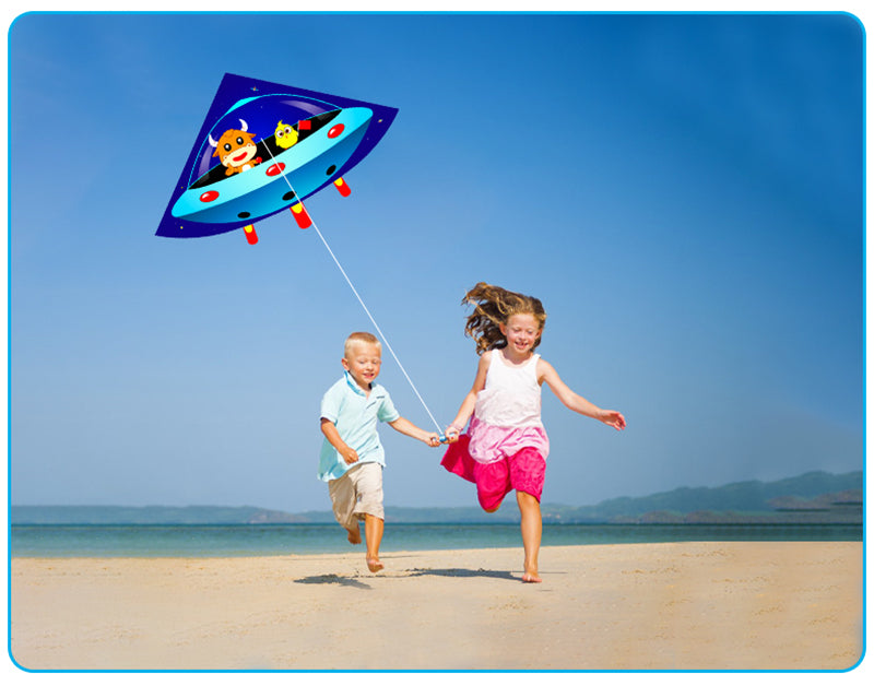 free shipping new children kites flying string line outdoor toys for kids Cartoons kites nylon kite factory spacecraft outdoor