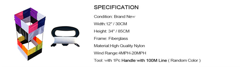 Free Shipping Traditional 3D Box Kite 85cm*30cm For Kids Easy to Fly Fun Toys Sports Outdoor Adults Beginners With Handle & 100m Line