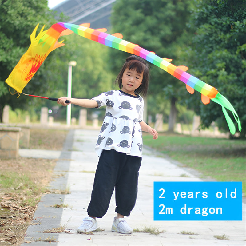 Fitness Colorful Streamer Dragon Children Adult Dragon Dance Performance Ribbon Outdoor Sports Fun Toys Games Group Activities