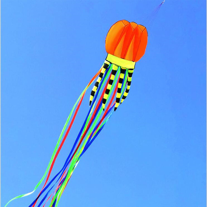 free shipping 8m large jellyfish kites flying octopus kite reel ripstop nylon fabric kevlar line paragliding toys adults kites