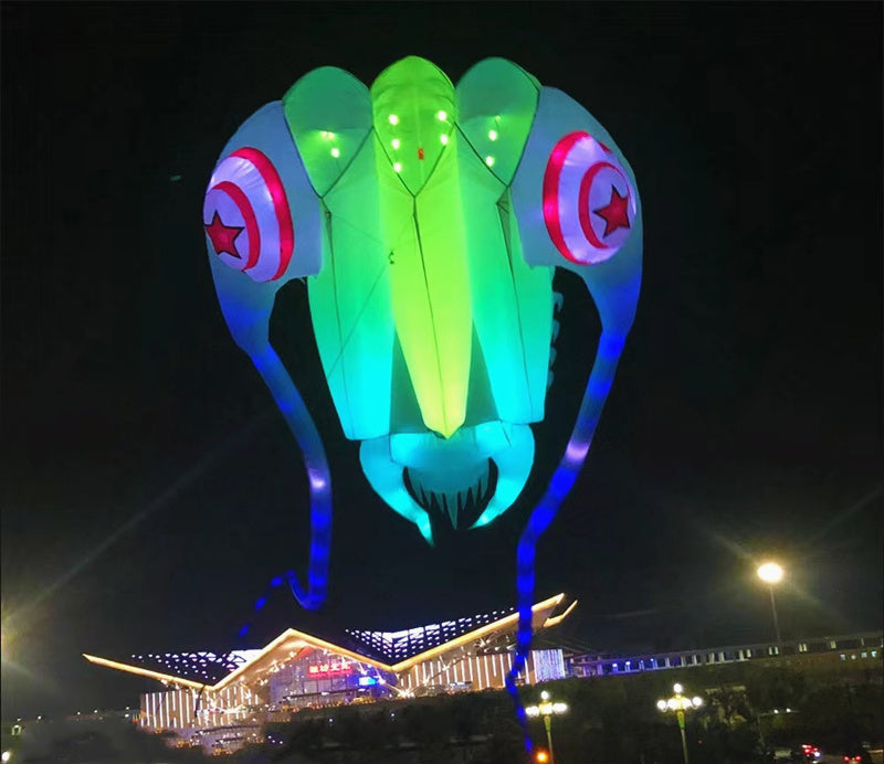 free shipping 20m led octopus kites flying trilobites kite for adults kite string line windsurfing led fish kites with battery