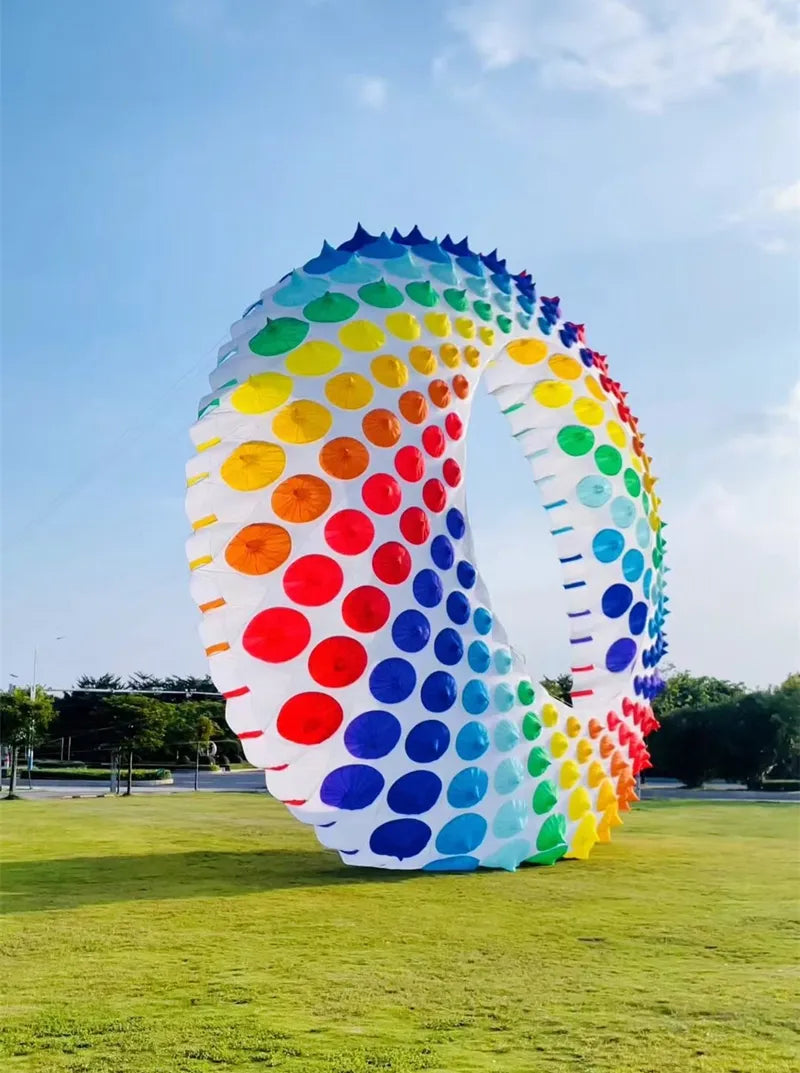 free shipping 15m ring kites flying outdoor professional winds kites rainbow kites dragon paragliding display kite factory ikite