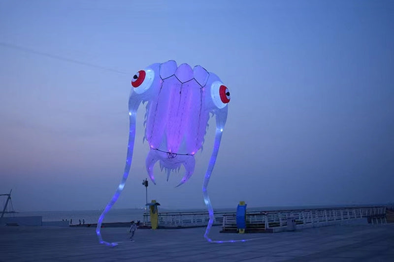 free shipping 20m led octopus kites flying trilobites kite for adults kite string line windsurfing led fish kites with battery