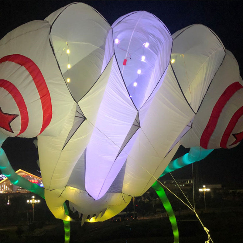 free shipping 20m led octopus kites flying trilobites kite for adults kite string line windsurfing led fish kites with battery