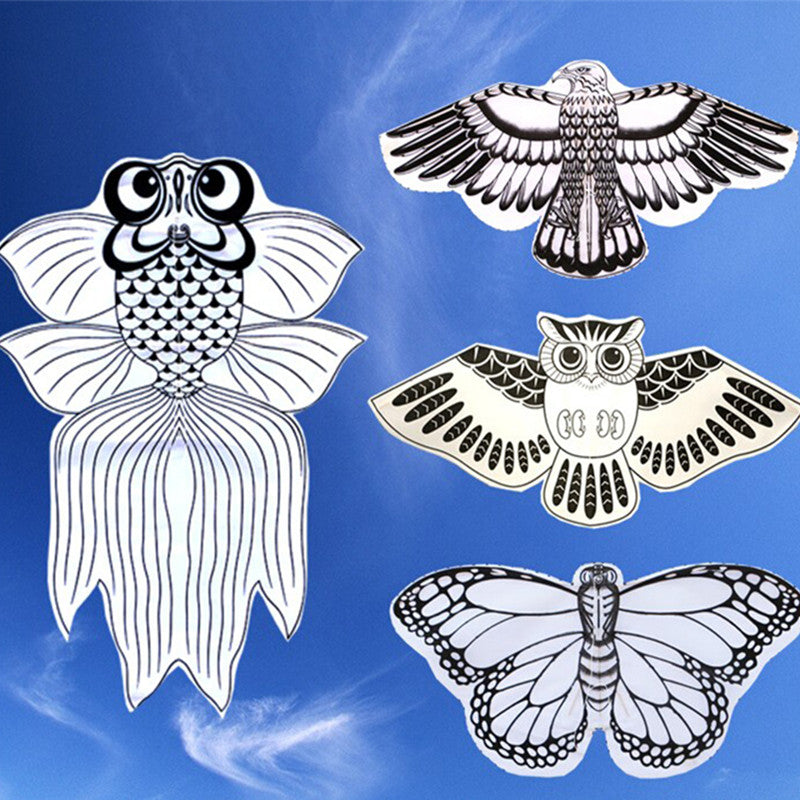 free shipping 5pcs diy blank kite bamboo animal kitesurf kite line ripstop toys painting weifang kite factory kite eagle bird
