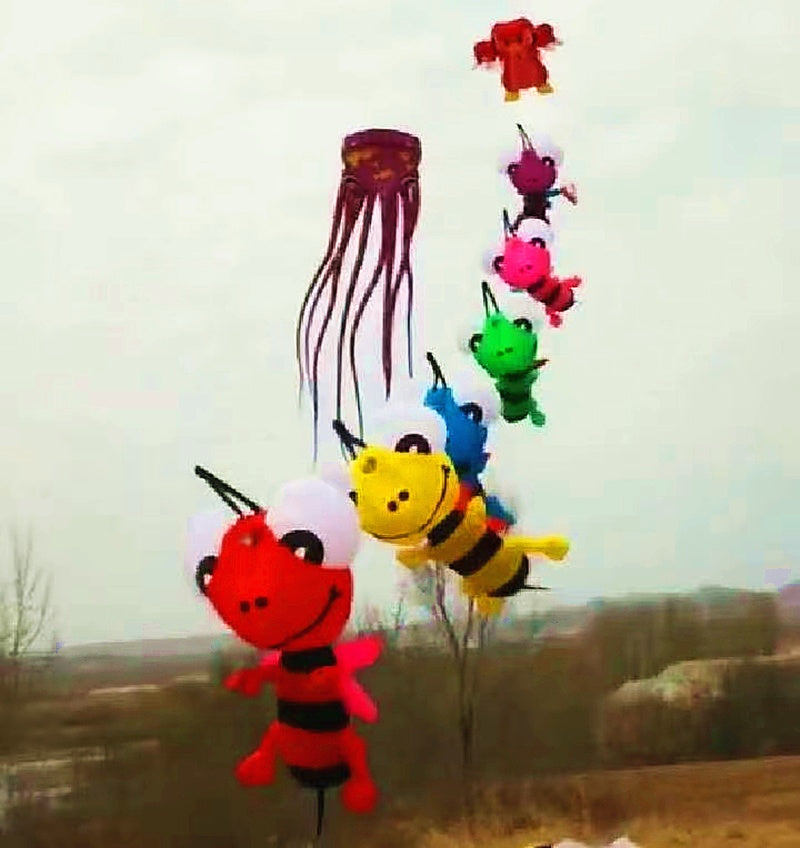 Free Shipping 3m Bee Kite Line Laundry Pendant Soft Inflatable Show Kite for Kite Festival Best 30D Ripstop Nylon Fabric with Bag