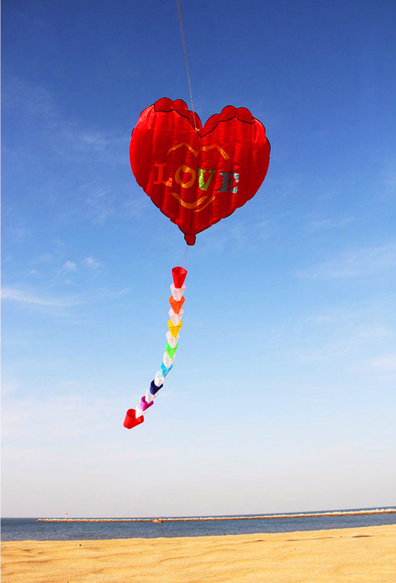 free shipping inflatable kites heart kites fly nylon fabric kite weifang kite string steering kite outdoor toys for adults kites