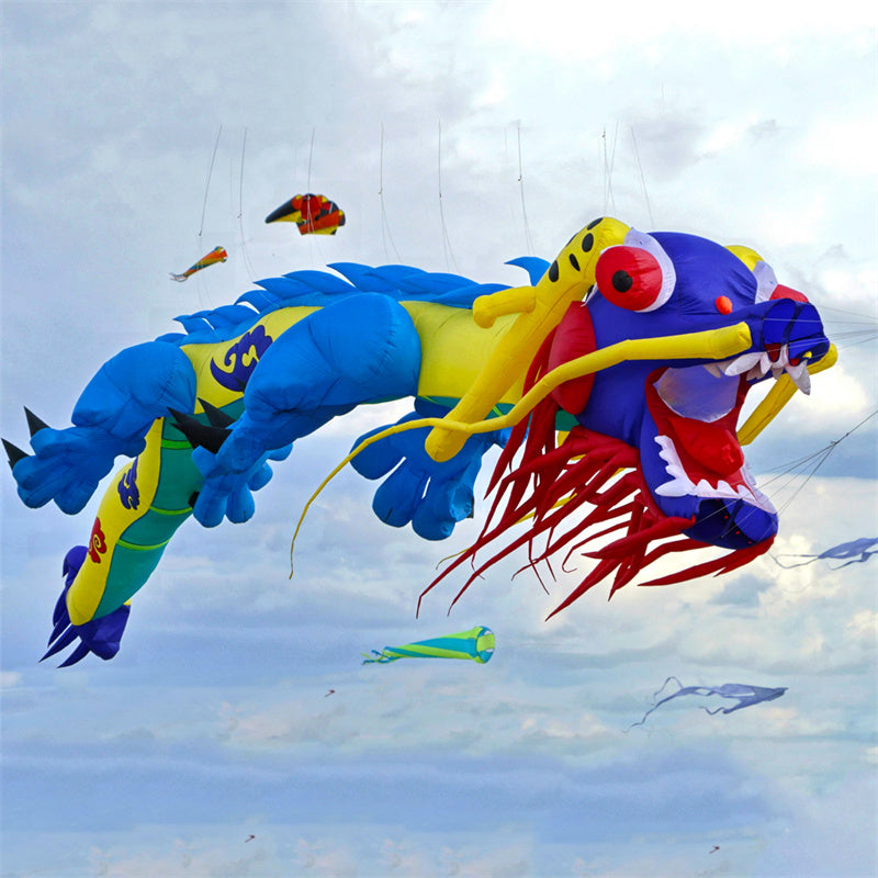 Free Shipping 15m Dragon Kite Line Laundry Pendant Soft Inflatable Show Kite for Kite Festival 30D Ripstop Nylon Fabric with Bag