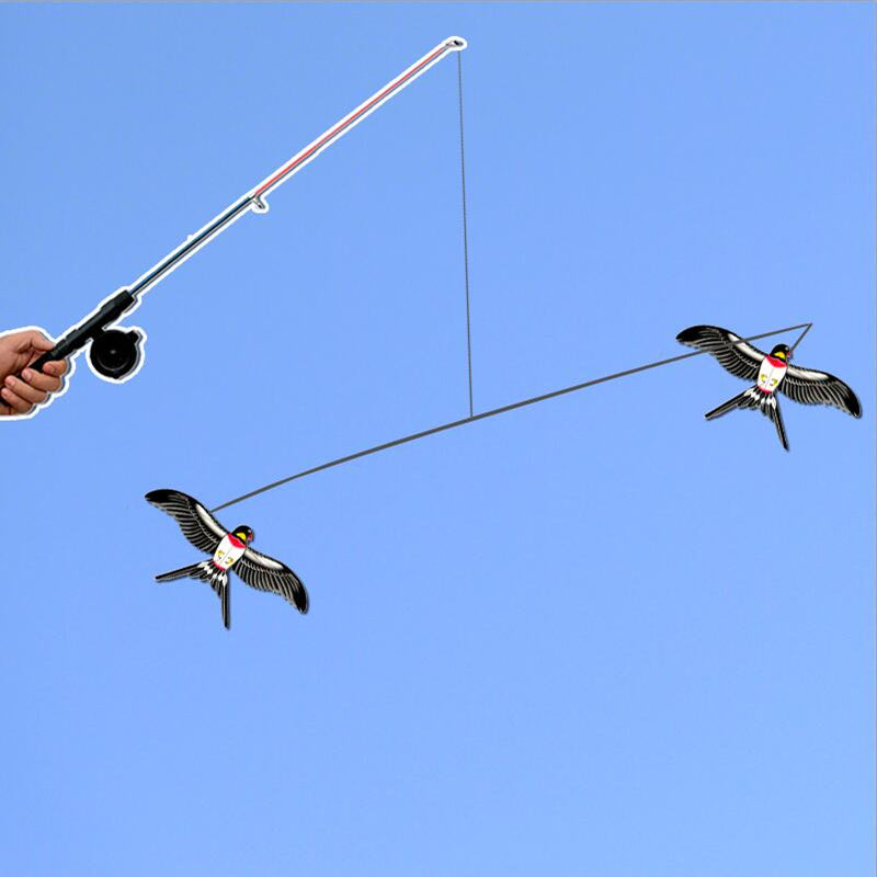 free shipping pole swallow kite mini kites flying for adults kite line 3d kite pocket kite for kids fishing rod dynamic wings