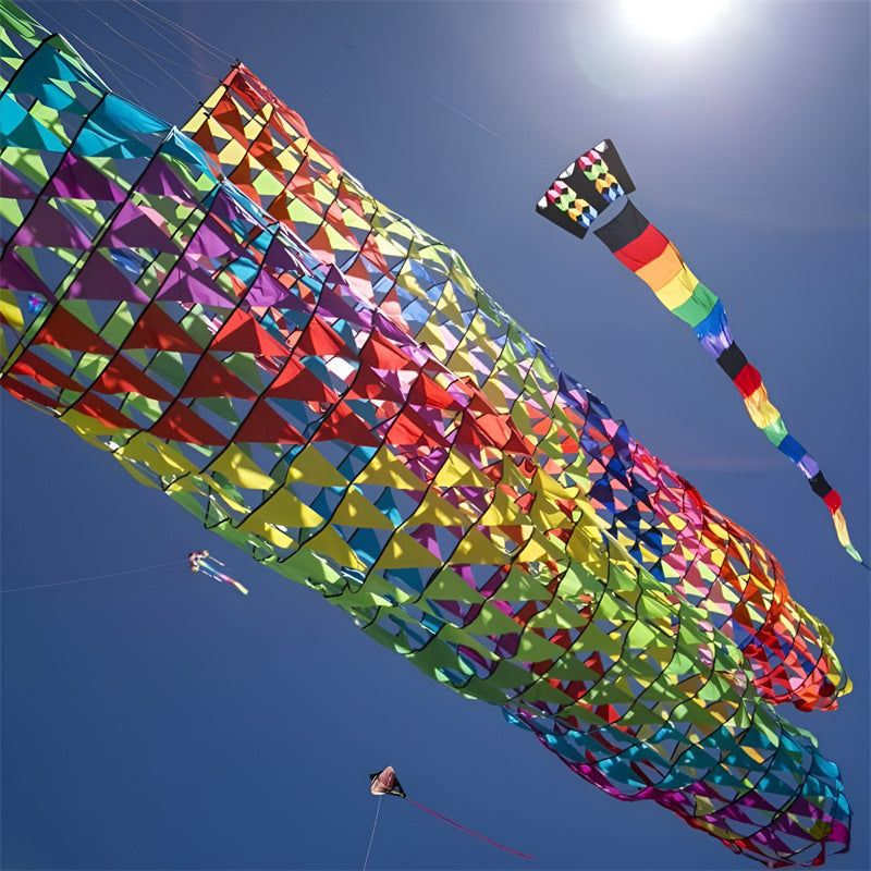 Free Shipping Giant 5m Swirly Windsock Ribbon Kite Line Laundry Super Turbine for Kite Festival 30D Ripstop Nylon Fabric with Bag
