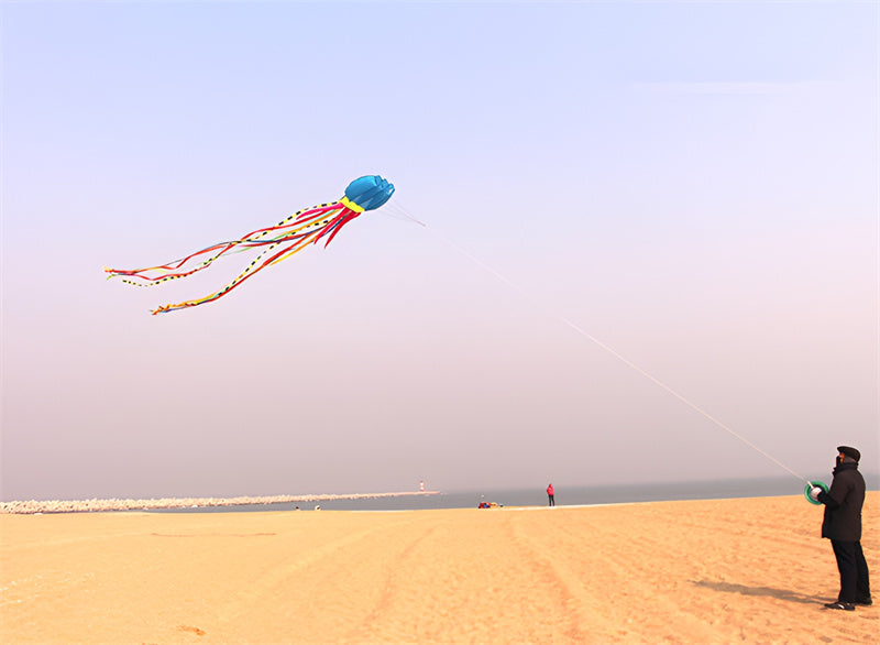 free shipping 8m jellyfish kites flying toys for kids kites line outdoor sports beach kites reel weifang kites factory ikite koi