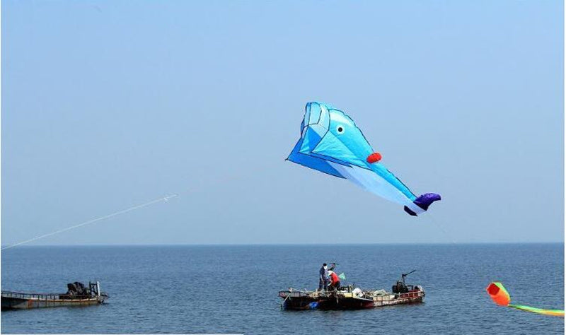 free shipping large soft kite dolphin kite nylon kite line animated kites flying inflatable kite reel outdoor fun toys Parafoil