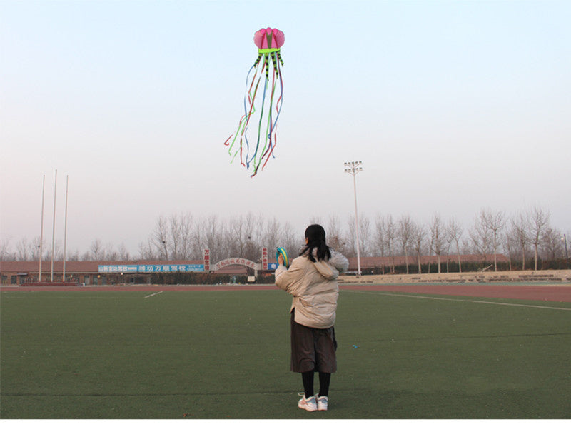 free shipping 8m jellyfish kites flying toys for kids kites line outdoor sports beach kites reel weifang kites factory ikite koi