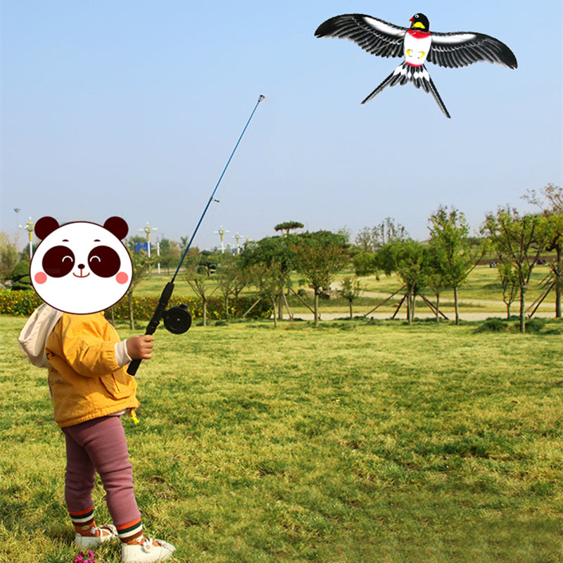 free shipping PE mini kites flying for children kite line 3d kite pocket kite for kids fishing rod dynamic wing eagle kite toys