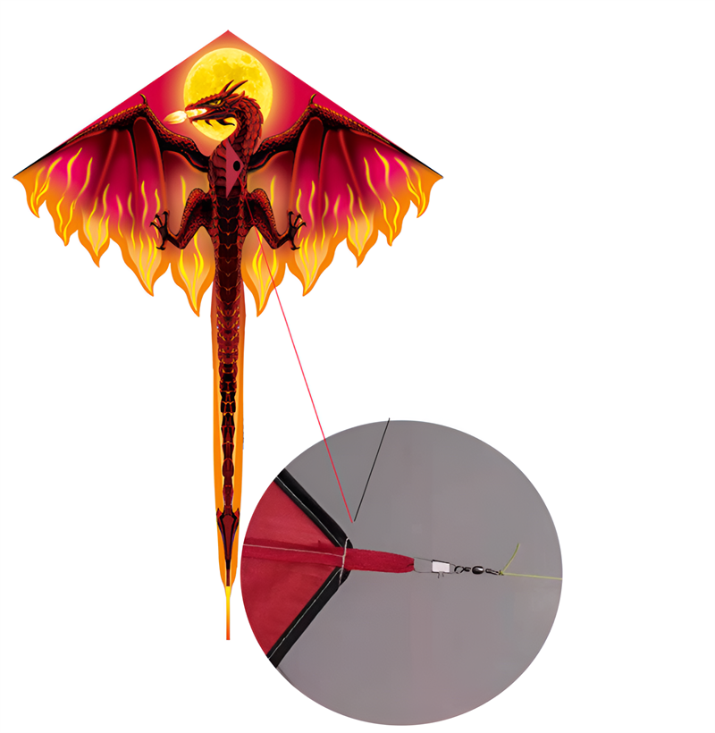 free shipping new flame dragon kite breeze easy to fly children's kite net red kite wheel adult beginner's kite