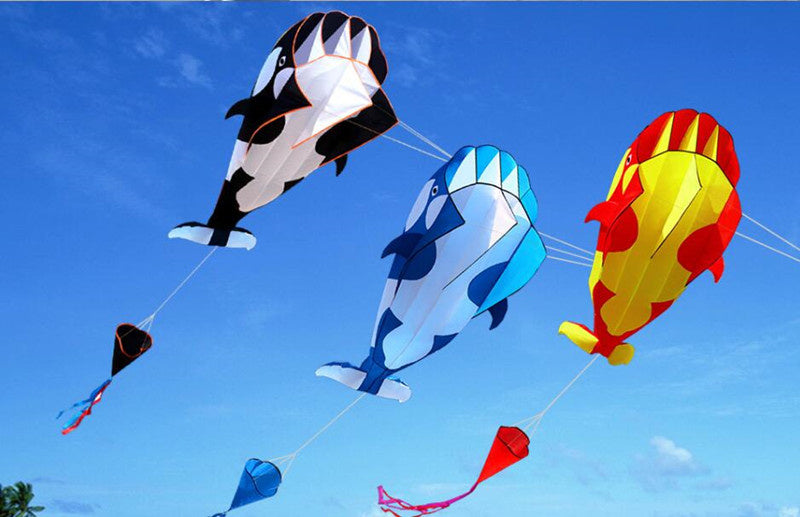 free shipping large soft kite dolphin kite nylon kite line animated kites flying inflatable kite reel outdoor fun toys Parafoil