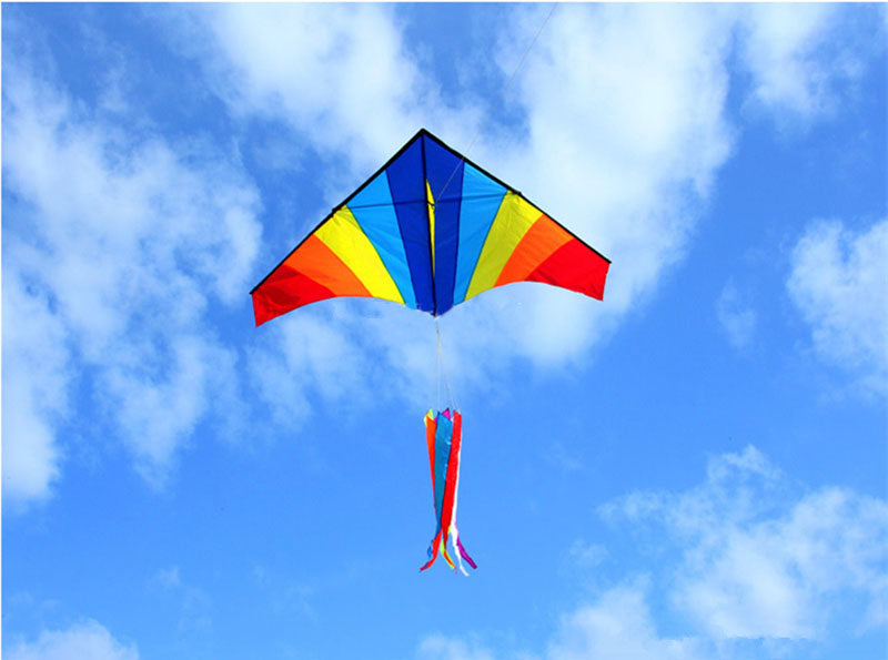 free shipping 180cm rainbow kite flying toys outdoor fun large delta kites windsocks kite string reel for adults kites factory