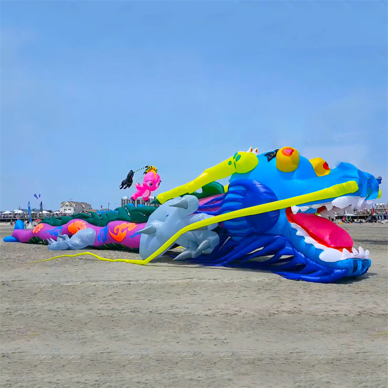 Free Shipping 15m Dragon Kite Line Laundry Pendant Soft Inflatable Show Kite for Kite Festival 30D Ripstop Nylon Fabric with Bag