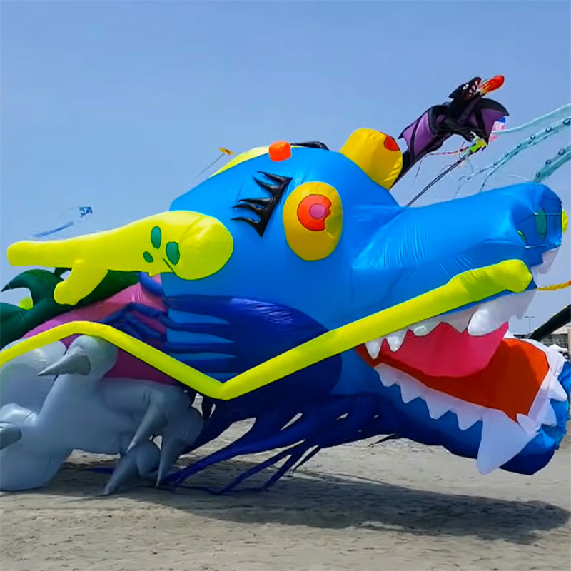 Free Shipping 15m Dragon Kite Line Laundry Pendant Soft Inflatable Show Kite for Kite Festival 30D Ripstop Nylon Fabric with Bag