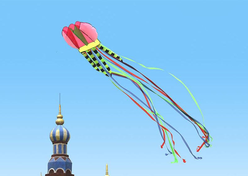 free shipping 8m large jellyfish kites flying octopus kite reel ripstop nylon fabric kevlar line paragliding toys adults kites