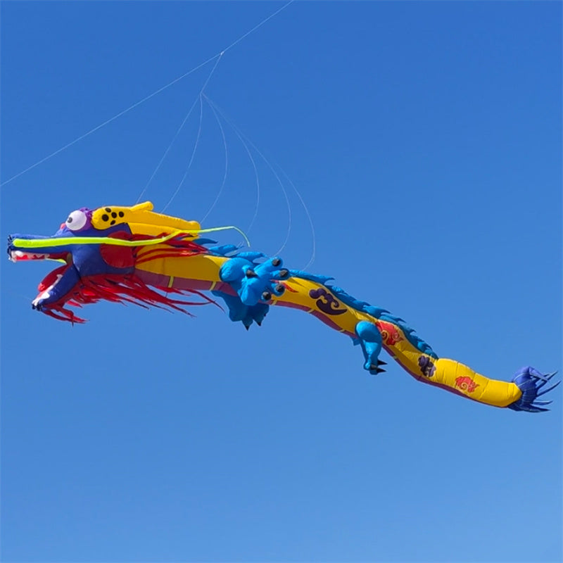 Free Shipping 15m Dragon Kite Line Laundry Pendant Soft Inflatable Show Kite for Kite Festival 30D Ripstop Nylon Fabric with Bag