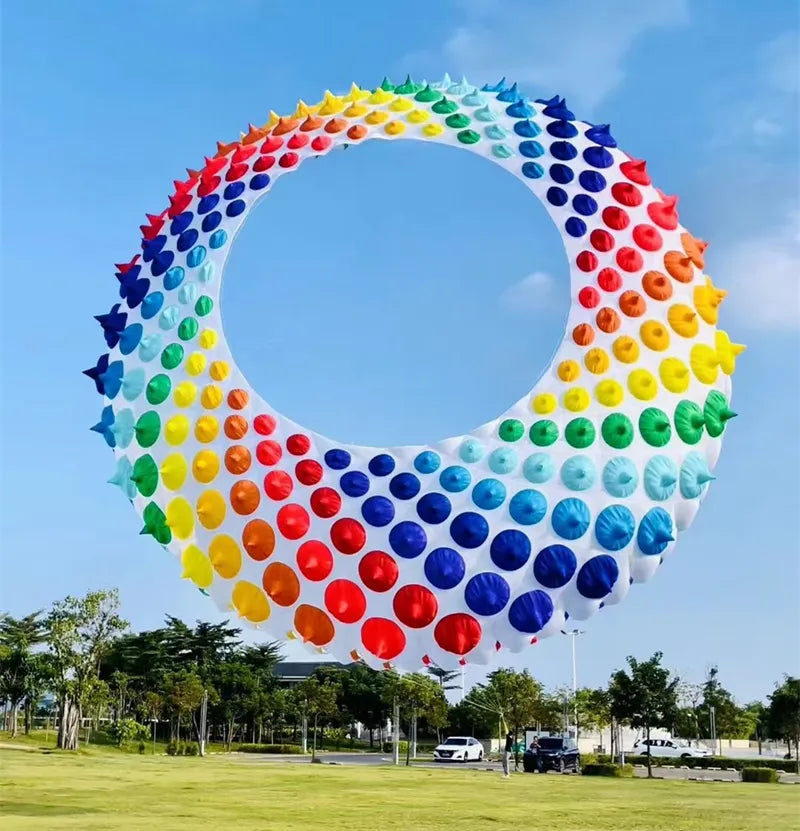 free shipping 15m ring kites flying outdoor professional winds kites rainbow kites dragon paragliding display kite factory ikite