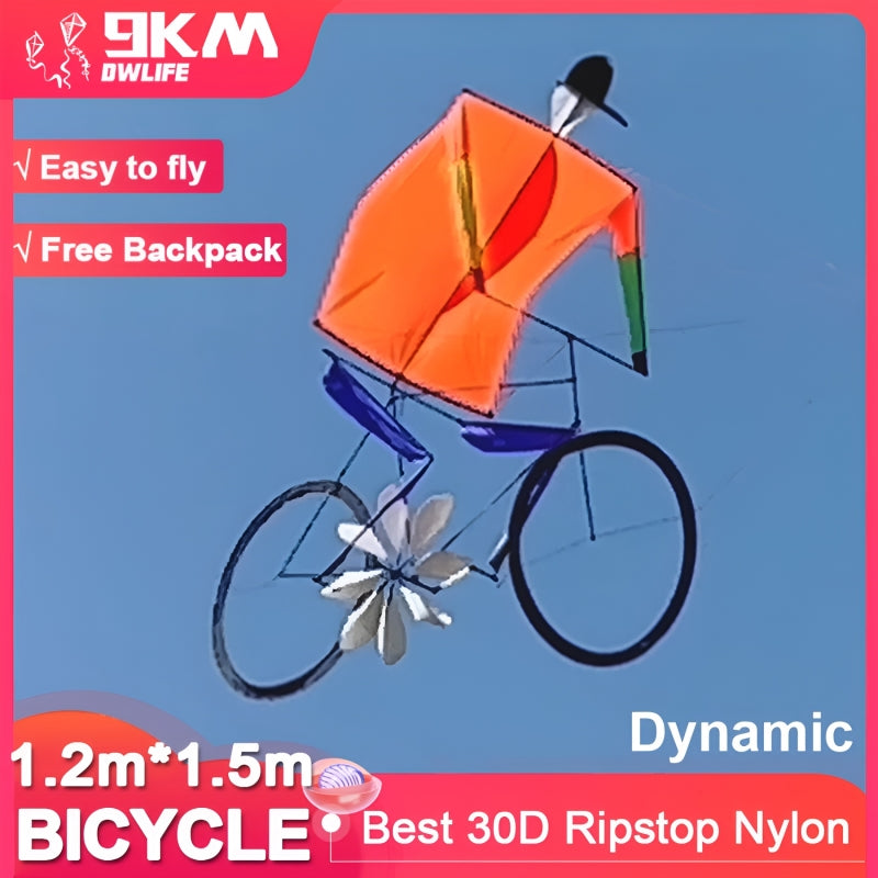 Free Shipping Dynamic Bicycle Kite 1.2m*1.5m Line Laundry Single Line Show Kite for Kite Festival 30D Ripstop Nylon with Bag