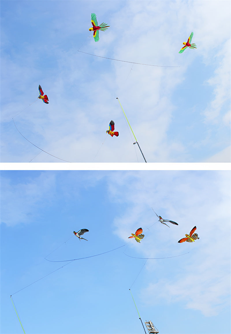 free shipping 2pcs/lot mini kites flying for children kite line 3d kite pocket kite for kids fishing rod dynamic wing PE kite