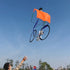 Free Shipping Dynamic Bicycle Kite 1.2m*1.5m Line Laundry Single Line Show Kite for Kite Festival 30D Ripstop Nylon with Bag